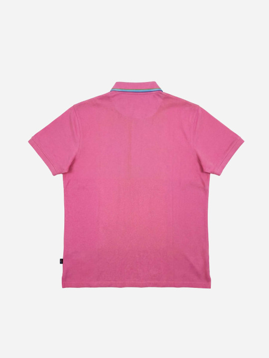 Polo manches courtes à col contrasté - Rose