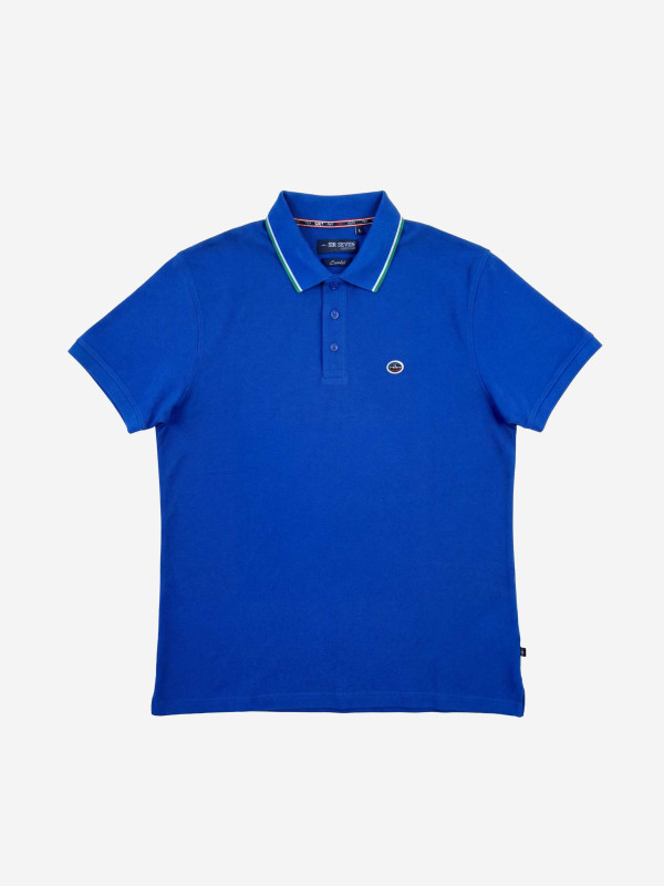 Polo manches courtes à col contrasté - Bleu pétrole