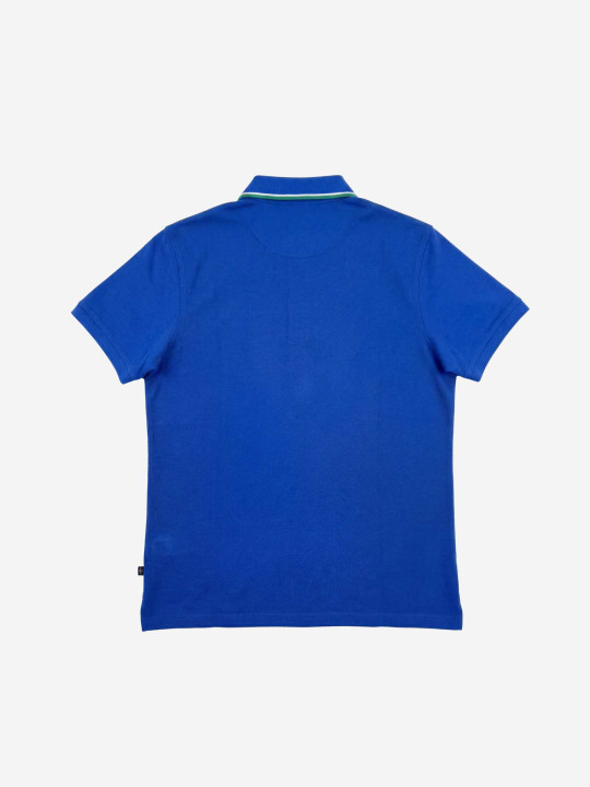 Polo manches courtes à col contrasté - Bleu pétrole