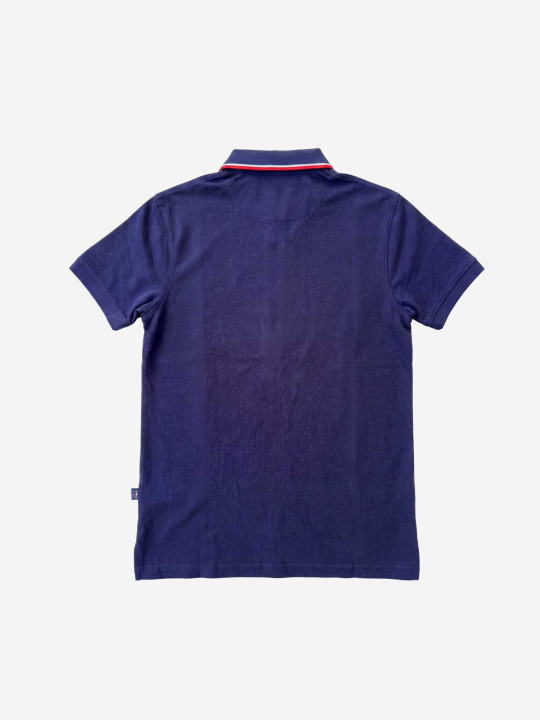 Polo manches courtes à col contrasté - Bleu marine