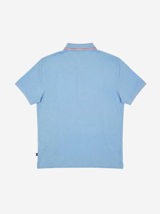 Polo manches courtes à col contrasté - Bleu ciel