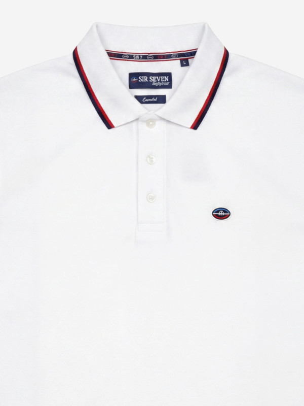 Polo manches courtes à col contrasté - Blanc