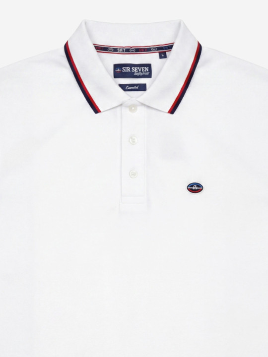 Polo manches courtes à col contrasté - Blanc