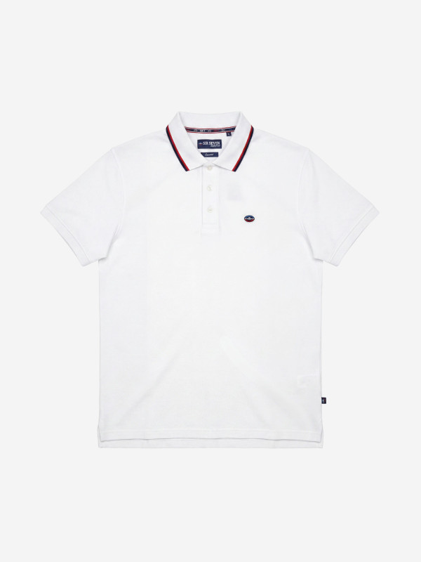 Polo manches courtes à col contrasté - Blanc