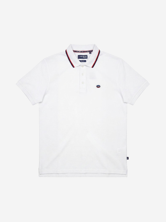 Polo manches courtes à col contrasté - Blanc