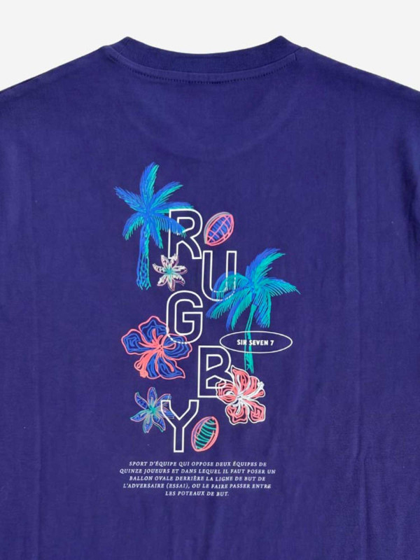 T-shirt imprimé dans le dos Rugby tropical - Bleu marine