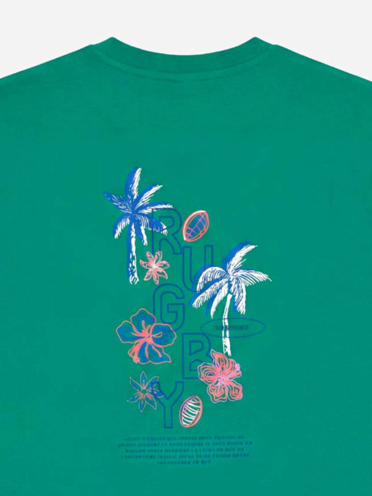 T-shirt imprimé dans le dos Rugby tropical - Vert