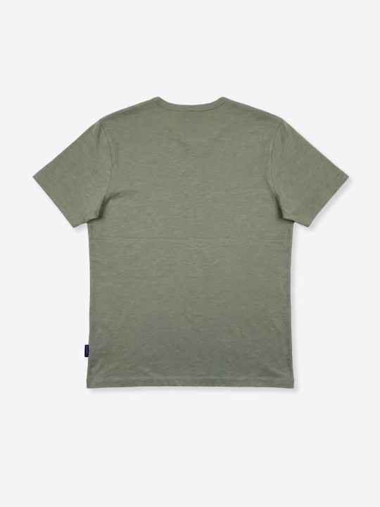 T-shirt manches courtes col tunisien en coton - Kaki