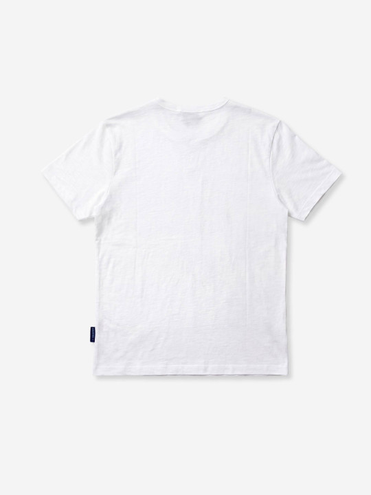 T-shirt manches courtes col tunisien en coton - Blanc