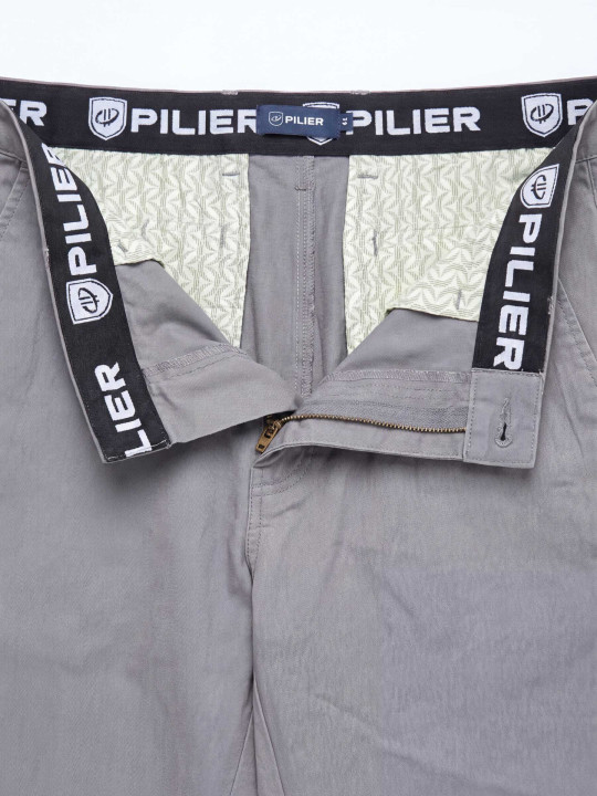 Pantalon chino en coton/élasthanne grandes tailles Pilier - Gris
