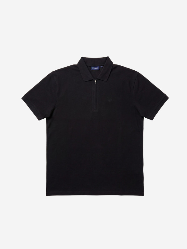 Polo manches courtes à col zippé grandes tailles - Noir