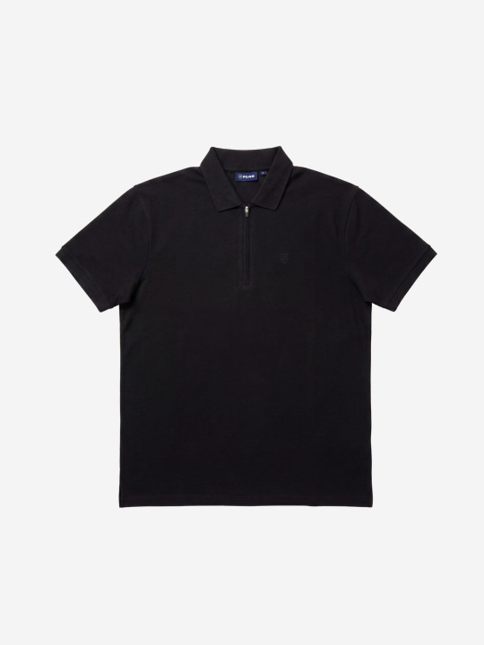 Polo manches courtes à col zippé grandes tailles - Noir