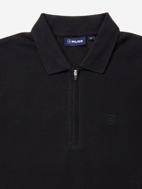 Polo manches courtes à col zippé grandes tailles - Noir