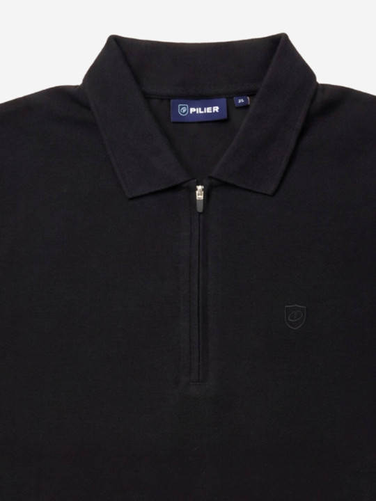 Polo manches courtes à col zippé grandes tailles - Noir