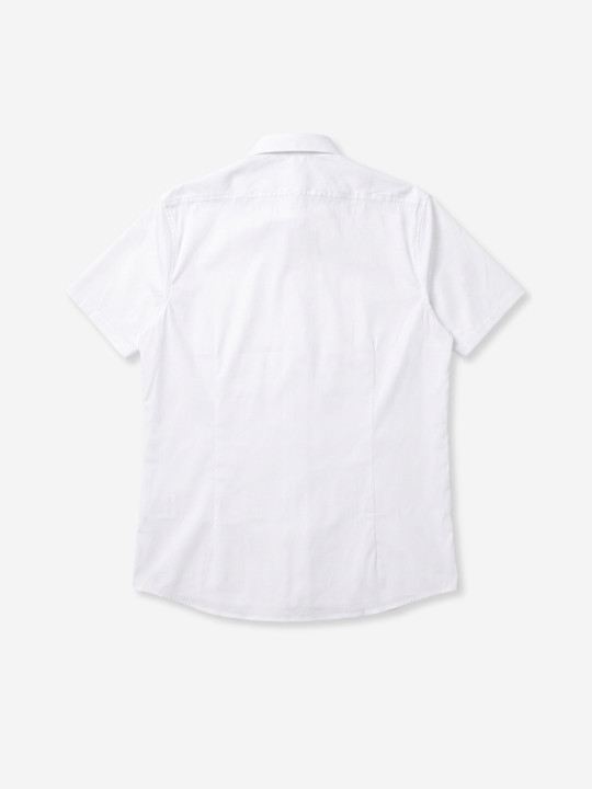 Chemise classique en coton stretch à manches courtes - Blanc