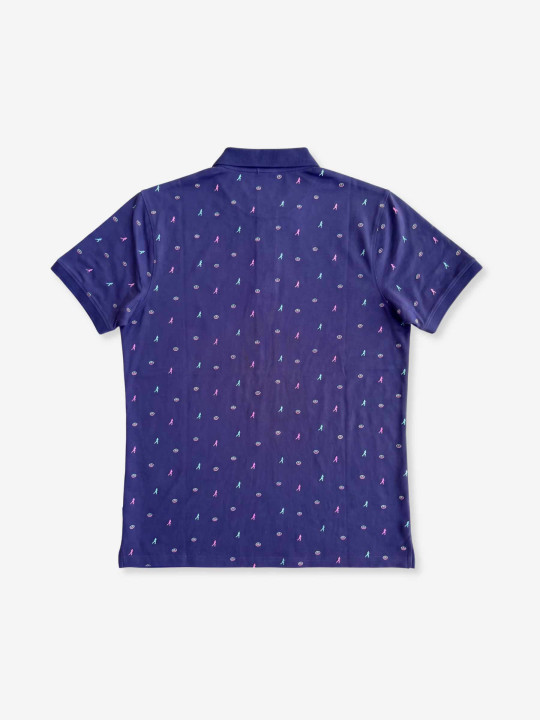 Polo imprimé manches courtes à petits motifs - Bleu marine