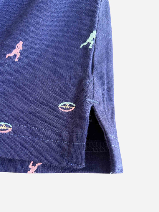 Polo imprimé manches courtes à petits motifs - Bleu marine