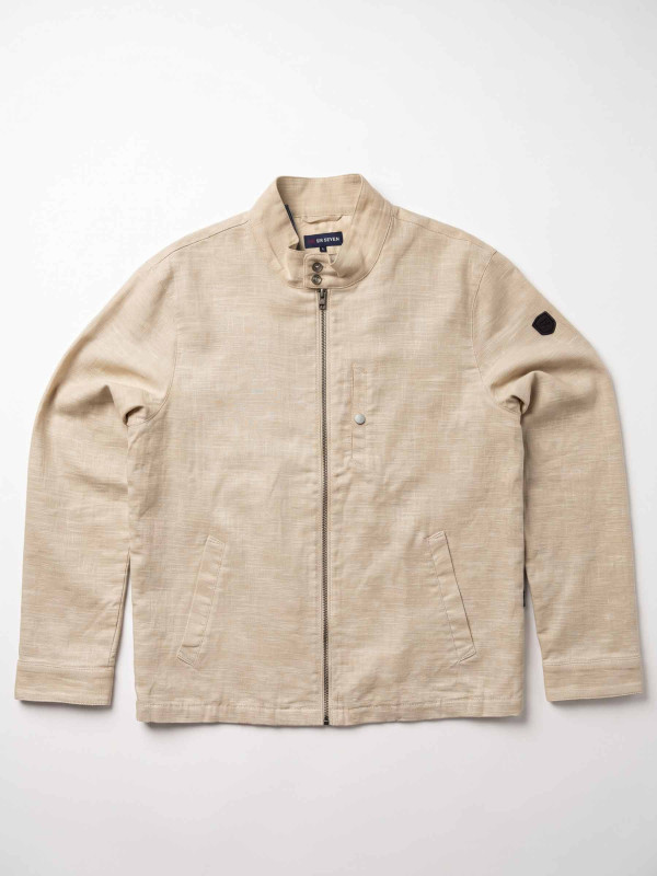 Blouson lin/coton col montant - Beige