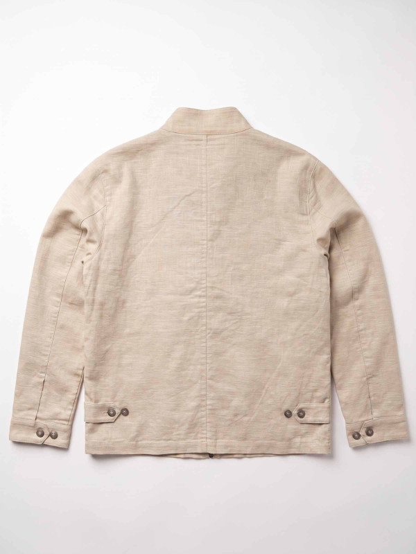 Blouson lin/coton col montant - Beige