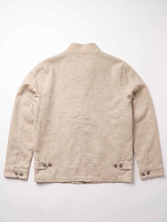 Blouson lin/coton col montant - Beige