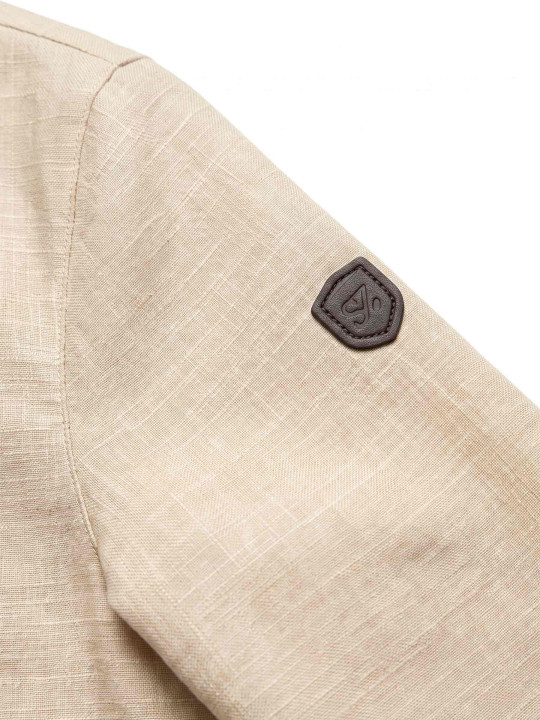 Blouson lin/coton col montant - Beige