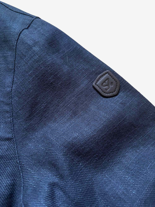 Blouson lin/coton col montant - Bleu marine