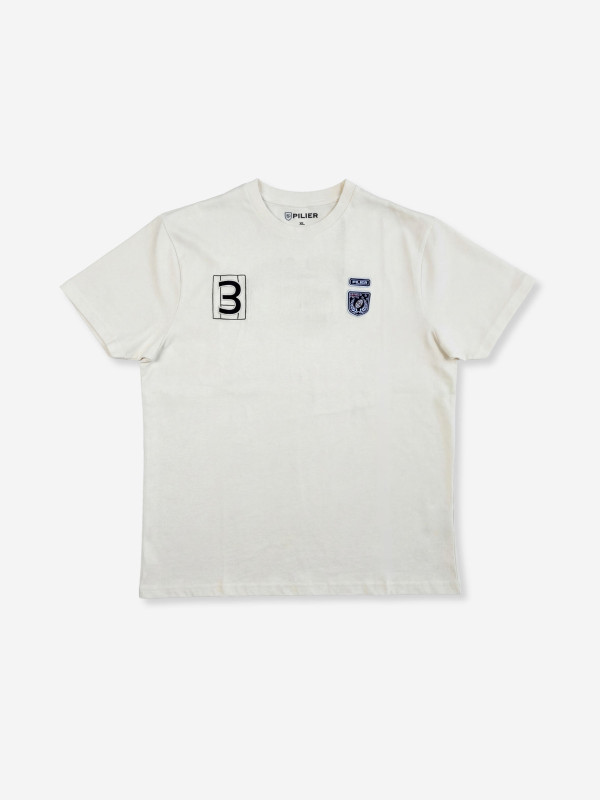 T-shirt grandes tailles à écussons brodés - Beige