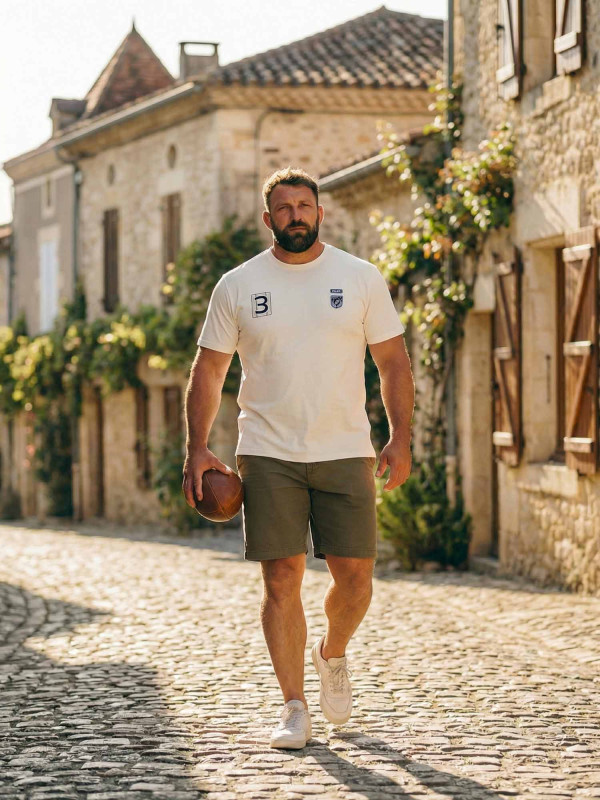 T-shirt grandes tailles à écussons brodés - Beige