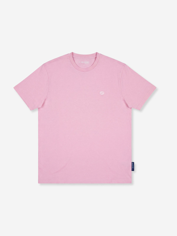 T-shirt col rond logo haute définition relief - Rose
