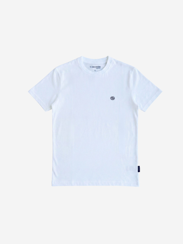 T-shirt col rond logo haute définition relief - Blanc