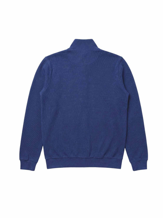 Sweat zippé devant avec écusson et col contrasté - Bleu