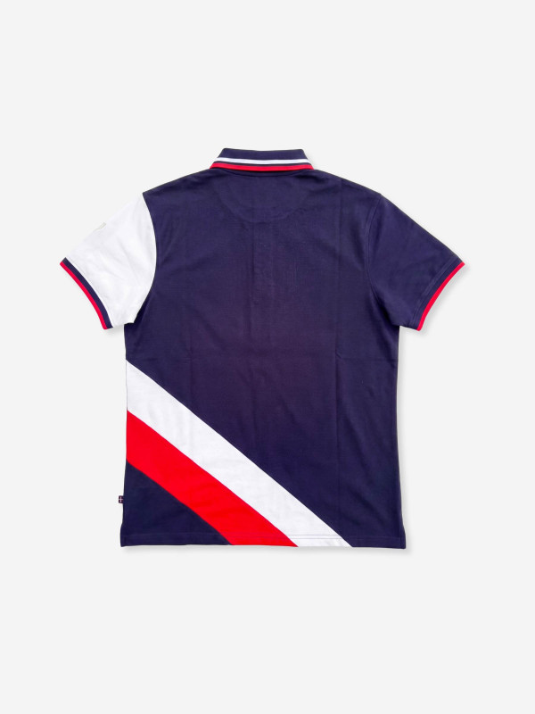 Polo brodé à empiècements contrastés - Marine
