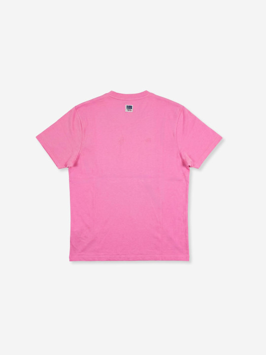 T-shirt col V avec poche poitrine et écusson - Rose