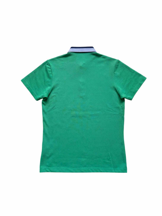 Polo manches courtes à col contrasté en chambray - Vert
