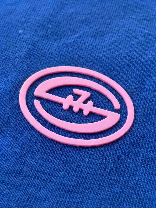 T-shirt col rond logo haute définition relief - Bleu pétrole