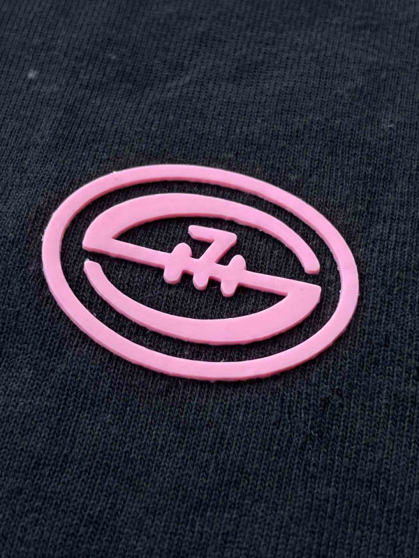 T-shirt col rond logo haute définition relief - Noir