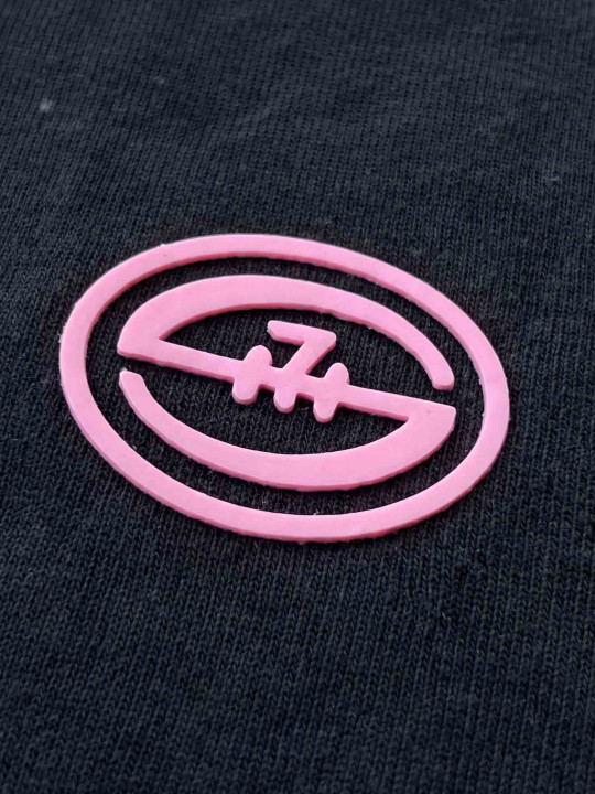 T-shirt col rond logo haute définition relief - Noir