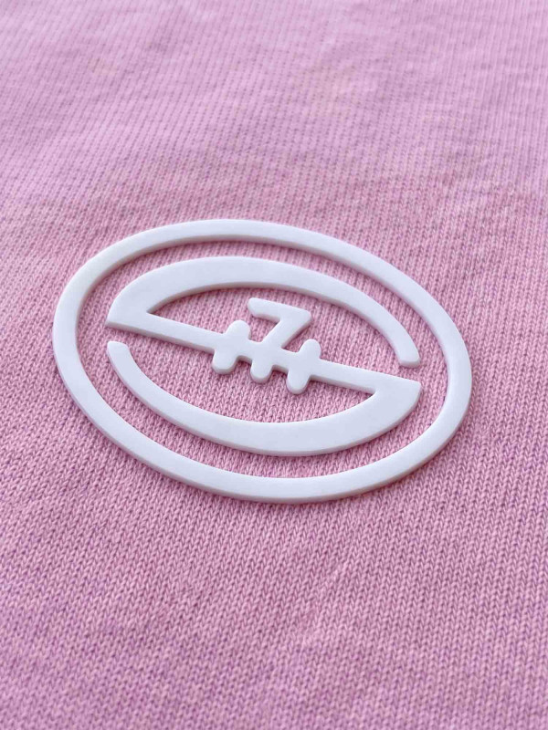 T-shirt col rond logo haute définition relief - Rose
