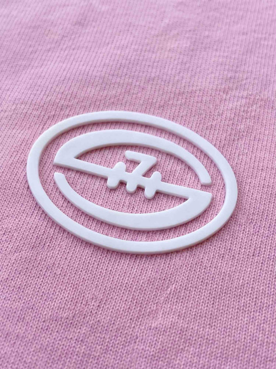 T-shirt col rond logo haute définition relief - Rose