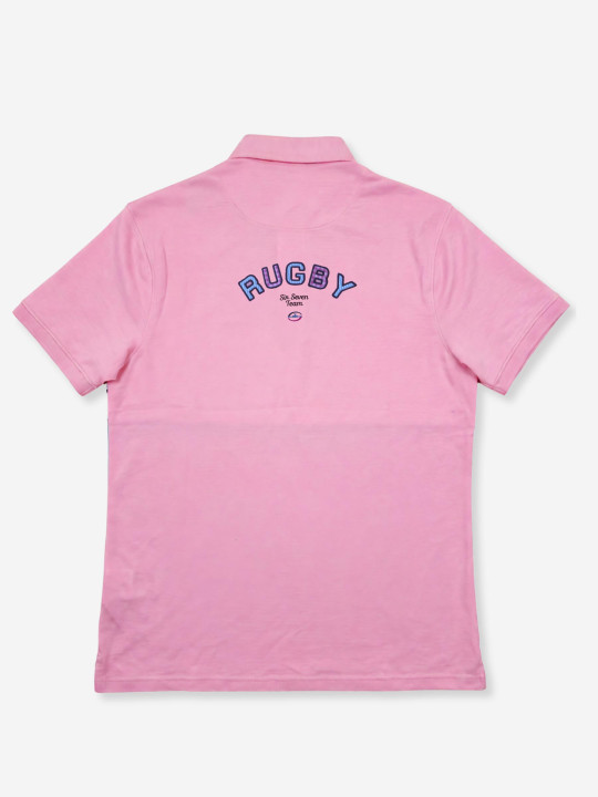 Polo rayé "color block" à manches courtes - Rose et bleu ciel