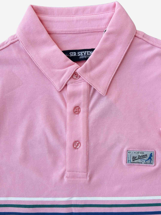 Polo rayé "color block" à manches courtes - Rose et bleu ciel