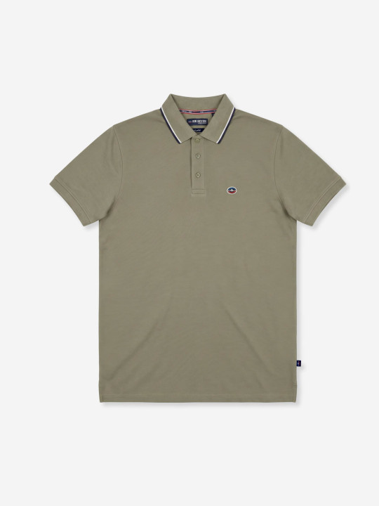 Polo manches courtes à col contrasté - Kaki