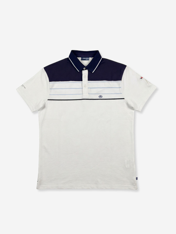 Polo manches courtes à rayures et empiècements contrastés – Bleu marine