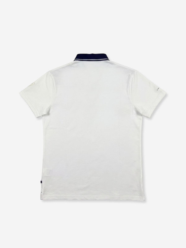 Polo manches courtes à rayures et empiècements contrastés – Bleu marine