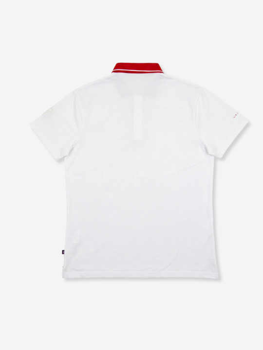 Polo manches courtes à rayures et empiècements contrastés – Rouge