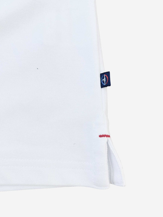 Polo manches courtes à rayures et empiècements contrastés – Rouge