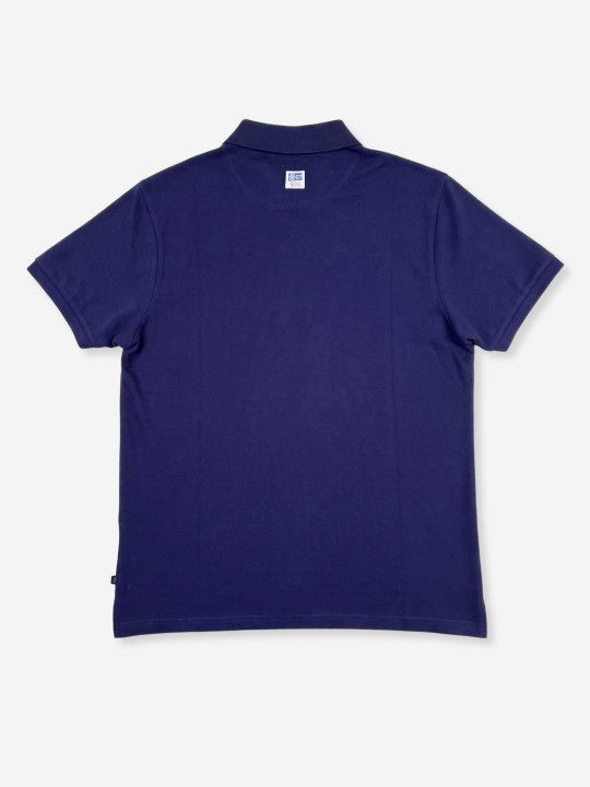Polo brodé Aloha avec finitions contrastées & motif hibiscus – Bleu marine