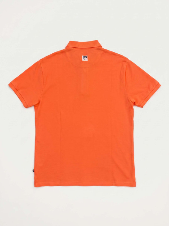 Polo brodé Aloha avec des finitions contrastées & motif hibiscus – Orange