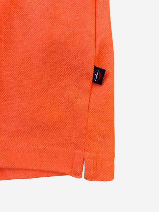Polo brodé Aloha avec des finitions contrastées & motif hibiscus – Orange