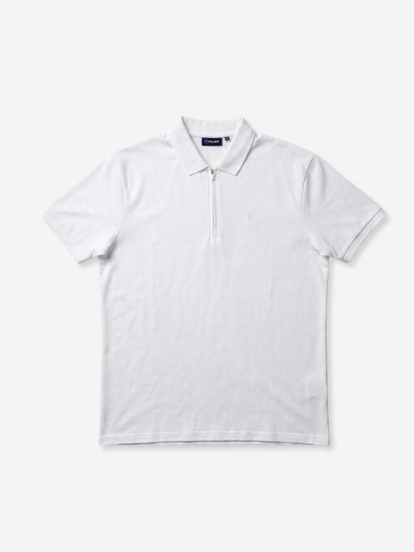 Polo manches courtes à col zippé grandes tailles - Blanc